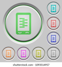 Mobile compress data color icons on sunk push buttons