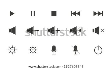 Mobile or computer control icons. Media player icons and hotkey icons. Vector illustration