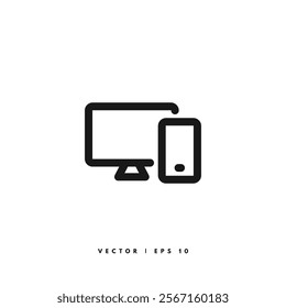 Mobile Computer Icon. Editable Stroke