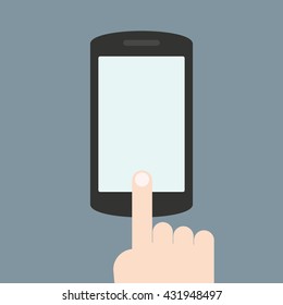 Mobile concept - finger presses in blank screen