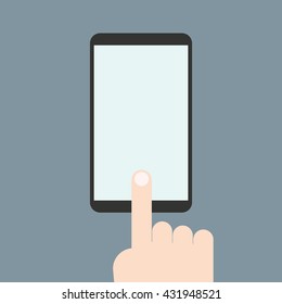 Mobile concept - finger presses in blank screen