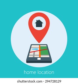 Mobile Concept Of A Geo Location Of A House In A Smart Phone