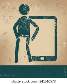 Mobile concept,human resource design on old background,grunge vector