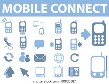 mobile connect icons, signs, vector illustrations