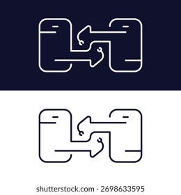 Ícone Mobile Conectado. Ícone de Transferência de Dados do Smartphone. Símbolo Móvel de Compartilhamento de Arquivos. Conexão telefone-a-telefone. Conceito de ilustração vetorial.