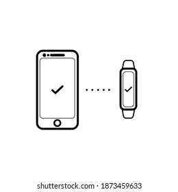 Mobile connecting smart watch. Line vector. Isolate on white background. Vector