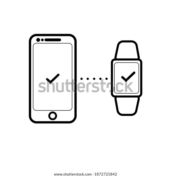 Mobile Connecting Smart Watch Line Vector Stock Vector (Royalty Free