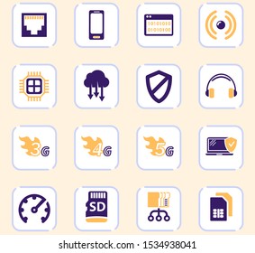 Mobile connection color vector icons for user interface design
