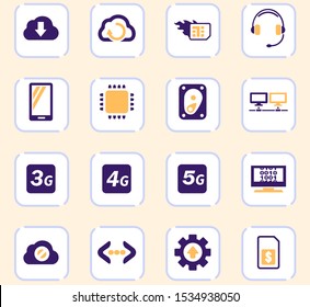 Mobile connection color vector icons for user interface design