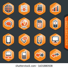 Mobile connection color vector icons for user interface design