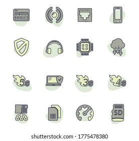 Mobile connection color vector icons for user interface design