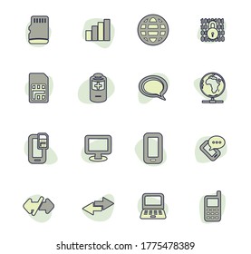 Mobile connection color vector icons for user interface design
