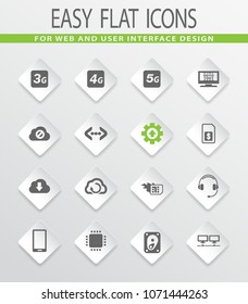 Mobile connection flat icons for user interface design