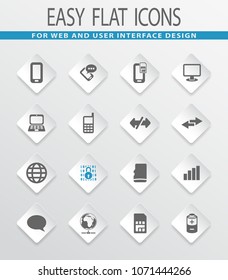 Mobile connection flat icons for user interface design