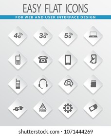 Mobile connection flat icons for user interface design