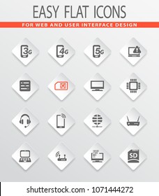 Mobile connection flat icons for user interface design