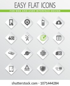 Mobile connection flat icons for user interface design