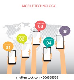 mobile connection infographics element and background. social media icon. Can be used for business data, web design, brochure template, advertising. text can be added. vector illustration