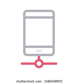 mobile connection vector color line icon 