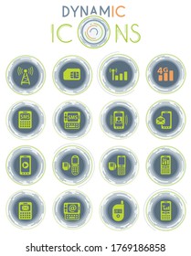 mobile connection vector icons on white background with dynamic lines for animation for web and user interface design