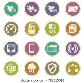 Mobile connection vector icons for user interface design
