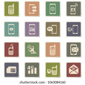 mobile connection web icons - paper stickers for user interface design
