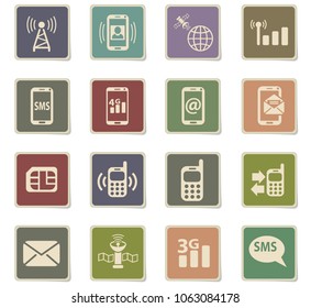 mobile connection web icons - paper stickers for user interface design