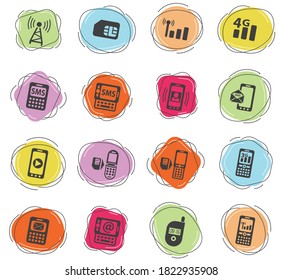 iconos web de conexión móvil para el diseño de la interfaz de usuario