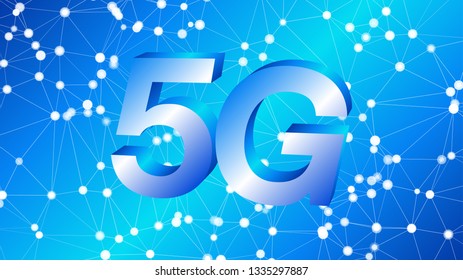 Mobile connections illustration vector 3d symbol of 5G technology