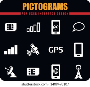 Mobile connecttion professional pictograms for user interface design