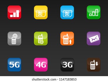 Mobile connecttion vector icons for user interface design