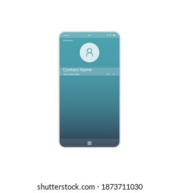 Mobile contact information UI, UX, GUI Screen and flat web icons for mobile apps. contact information, mobile call screen, mobile phone contact layout