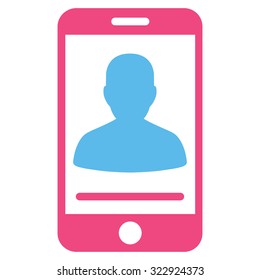 Mobile Contact vector icon. Style is bicolor flat symbol, pink and blue colors, rounded angles, white background.