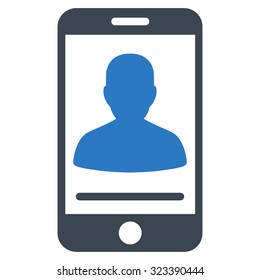 Mobile Contact vector icon. Style is bicolor flat symbol, smooth blue colors, rounded angles, white background.