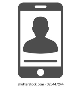 Mobile Contact vector icon. Style is flat symbol, gray color, rounded angles, white background.