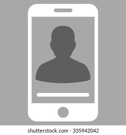 Mobile Contact vector icon. Style is bicolor flat symbol, dark gray and white colors, rounded angles, silver background.