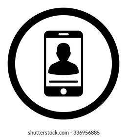Mobile Contact vector icon. Style is flat rounded symbol, black color, rounded angles, white background.
