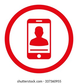 Mobile Contact vector icon. Style is flat rounded symbol, red color, rounded angles, white background.
