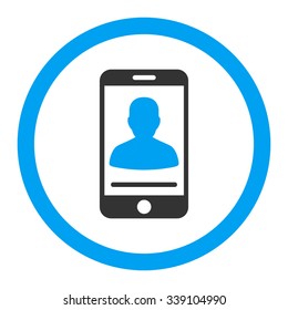 Mobile Contact vector icon. Style is bicolor flat rounded symbol, blue and gray colors, rounded angles, white background.