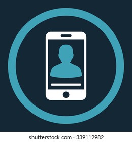 Mobile Contact vector icon. Style is bicolor flat rounded symbol, blue and white colors, rounded angles, dark blue background.