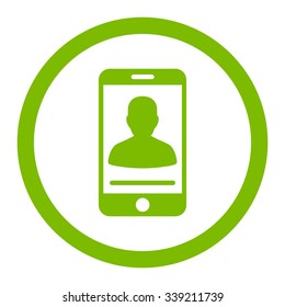 Mobile Contact vector icon. Style is flat rounded symbol, eco green color, rounded angles, white background.