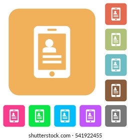 Mobile contacts icons on rounded square vivid color backgrounds.