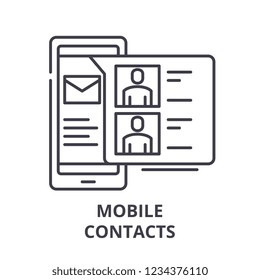 Mobile contacts line icon concept. Mobile contacts vector linear illustration, symbol, sign