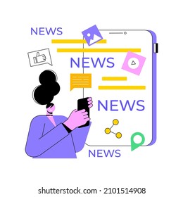 Mobile Content Abstract Concept Vector Illustration. Online News Notification, Live Stream, Content Creation And Management, Rss Feed, Mobile Marketing, In-app Advertising Abstract Metaphor.