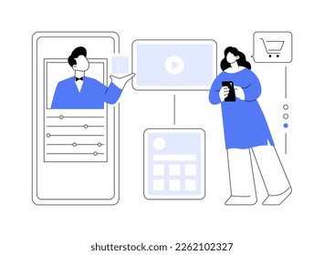 Mobile content abstract concept vector illustration. Online news notification, live stream, content creation and management, rss feed, mobile marketing, in-app advertising abstract metaphor.