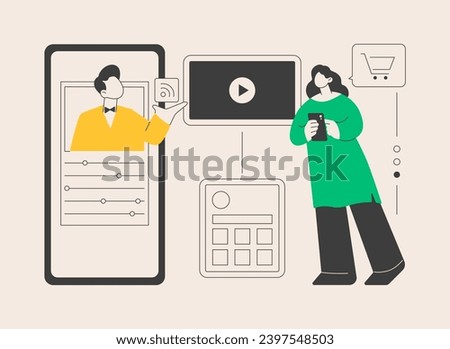 Mobile content abstract concept vector illustration. Online news notification, live stream, content creation and management, rss feed, mobile marketing, in-app advertising abstract metaphor.