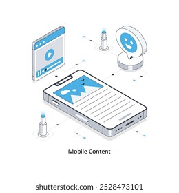 Mobile Content isometric stock illustration. EPS File stock illustration