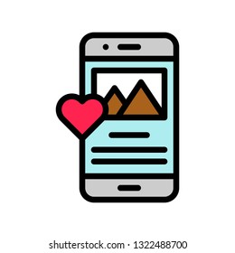 Mobile content vector, Social media filled style editable stroke icon