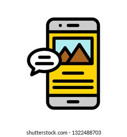 Mobile content vector, Social media filled style editable stroke icon
