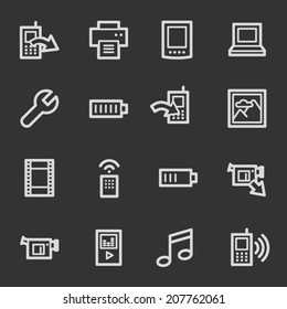 Mobile content web icons, grey set